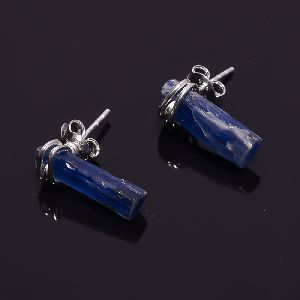 925 sterling silver raw blue kyanite gemstone stud earrings