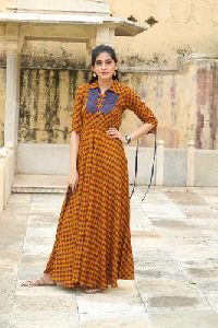 Rayon Printed Anarkali Kurti