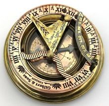 Brass sundial compass with Leather box