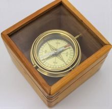 Gimbaled Boxed Compass with Hand Inlaid Compass