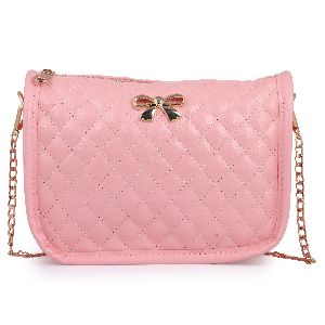 Elprine Bow Decoration Latest Design Stylish Cute Pink Sling Bag For Women & Girls