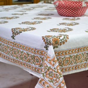 Hand Printed Paisley Look Tablecloth