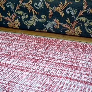 Handwoven Flat Red and White Cotton Runner