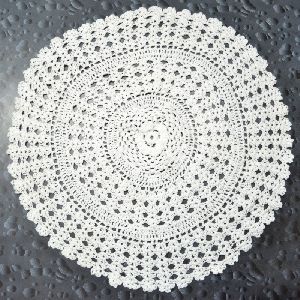 White Crocheted Cotton Round Centerpiece
