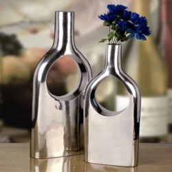 Recycled Aluminum Shiny Flower Vase
