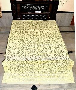 Applique Cut Work Bed Sheet