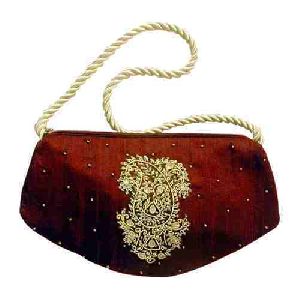 Red Plain Embroidered Silk Bags