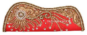 Red Zari Embroidery Beaded Ladies Carry Bag