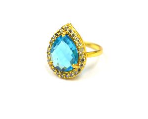 Cubic Zircon & Blue Topaz Gemstone Ring