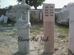 Stone Carved Lamp Post