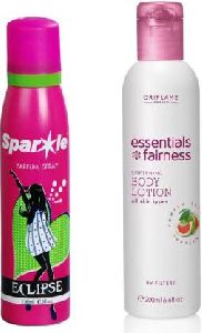 Oriflame Sweden Essentials Fairness Softening Body Lotion and Sparkle Perfume Combo