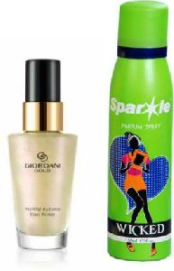 Oriflame Sweden Giordani Gold Radiance Elixir Primer with Sparkle Perfume Spray Combo