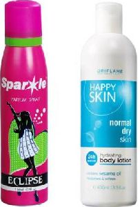 Oriflame Sweden Happy Skin Hydrating Body Lotion with Sparkle Perfume Combo