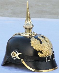 Brass & Leather German Helmet Screw Spike Helmet Best For a Gift