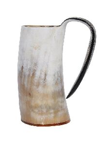 Buffalo Horn Mug  Beaker Stein, Tumbler Viking Drinking Cup with Handle