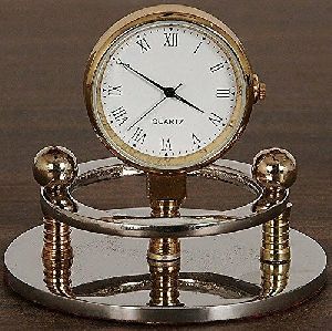 Classic Table Clock Stainless Steel with Silver & Gold Plated Home Decor Clock