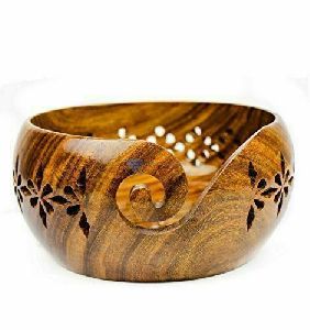 Handmade Beautiful Wooden Craft vintage Style Wood Yarn Bowl Knitting Bowl Gift