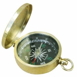 Hinged Lid Compass, Small Maritime Magnetic Compass From Polished Brass