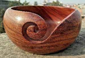Rosewood Wooden Yarn Storage Bowl Perfect Yarn Holder For Knitting