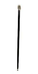 Silver skull head with black rosewood wooden walking stick cane