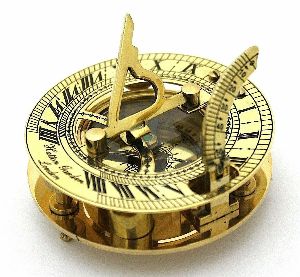 Solid Brass Nautical Sundial & Compass With Hardwood Box LONDON'