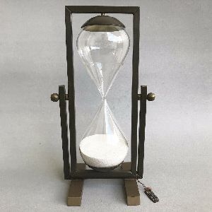 Vintage HOURGLASS White Sand Timer U. LORENZI MILANO Glass Brass Home Ornament