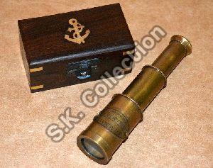 Antique vintage maritime brass 6" telescope royal navy spyglass with wooden box