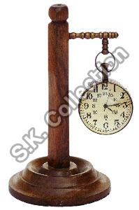 Brass Nautical Table Clock Hanging Desk Decor Desk Clock on Wooden Stand Gift