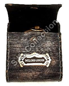 Dollond London Engraved Brass Compass with Embossed Needle & Leather Case