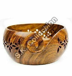 Handmade Beautiful Wooden Craft vintage Style Wood Yarn Bowl Knitting Bowl Gift