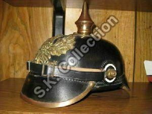 Imperial German Spiked Pickelhaube-Officer Helmet Black Leather Brass Halloween
