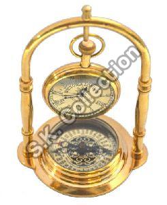 Nautical Maritime Brass Table/Desk Clock With Brass Compass Pocket Watch gIFT