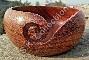 Rosewood Wooden Yarn Storage Bowl Perfect Yarn Holder For Knitting