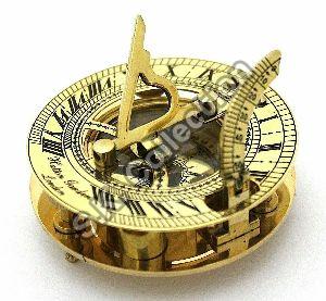 Solid Brass Nautical Sundial & Compass With Hardwood Box LONDON\'