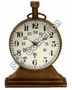 Table Top Clock Antique Marine Vintage Desk Clock with Stand Brass Antique