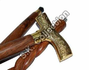 Victorian Style Designer Brass Handle Cane Wooden Walking Stick