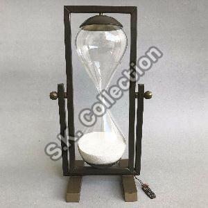 Vintage HOURGLASS White Sand Timer U. LORENZI MILANO Glass Brass Home Ornament