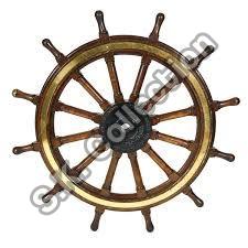 Wood And Brass Ship Wheel