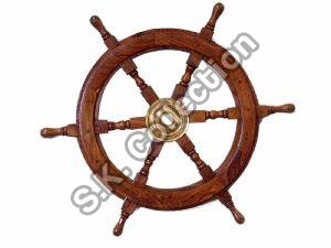 Wooden Nautical 24" Boat Ship Large Wooden Steering Wheel Nautical Wall Decor 