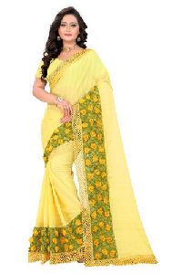 Yellow Embroidered Saree