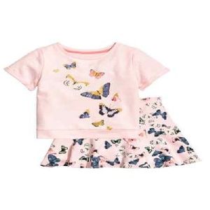 Printed Girls T-Shirt And Skirt