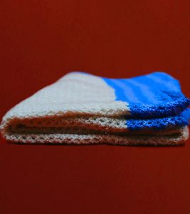 White & Blue Merino Knitted Shrug