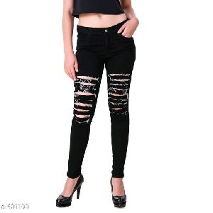 Ladies Black Ripped Jeans