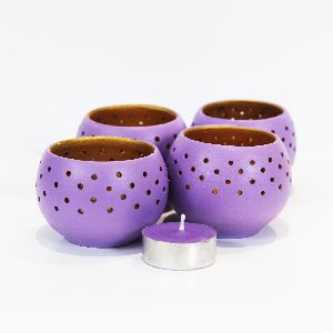 Candle / Tea Light Pot "DOME" - Purple
