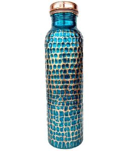 Blue Hammared Copper Bottle