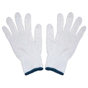 White Cotton Knitted Seamless Gloves
