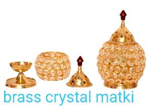 Brass Matki Crystal Diya
