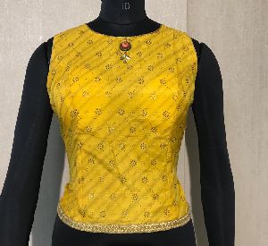 Yellow Cut Sleeves Blouse