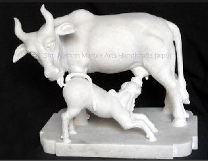 White Marble Cow Statue