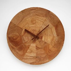 MAZEEN Round Wood Marquetry Clock